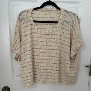 BiBi Cream Knit Top with Multicolor Accents